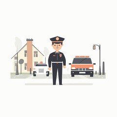 Police Officer Standing in Front of a Patrol Car