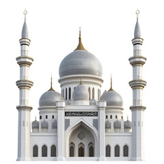 Obraz premium A mosque with a white background, clipart cutout, isolated on a solid transparent background png