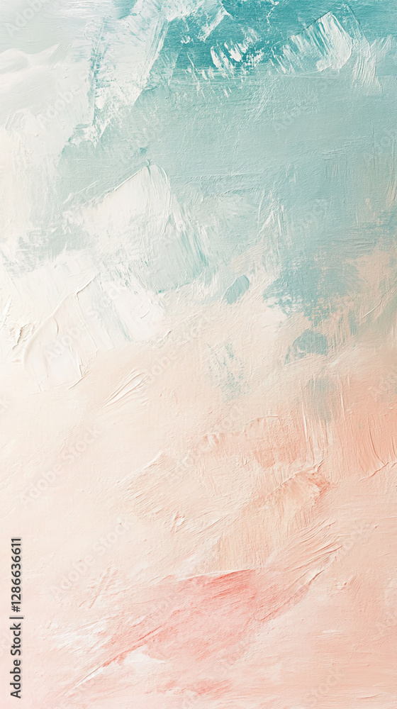 Poster A close-up shot of an abstract textured paint surface with pastel colors blending in soft strokes, representing a calm and peaceful atmosphere.