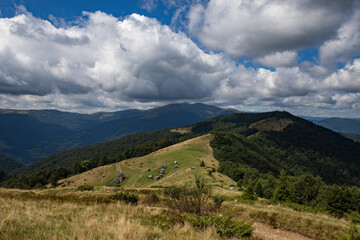 summer mountain landscape with clouds