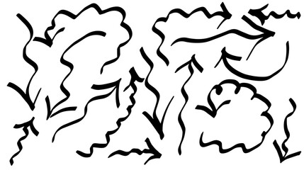 Hand-drawn black arrows in doodle style. Vector graphics EPS 10.
