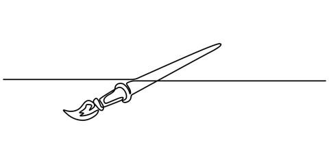 Paintbrush continuous one line drawing vector illustration, Isolated on white background vector, simple, hand drawn and sketch style. for icons, symbols, signs or logos. PNG, minimalist style concept.