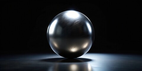 Dark mysterious metallic sphere on black background, metallic sphere, dark matter, metallic sphere