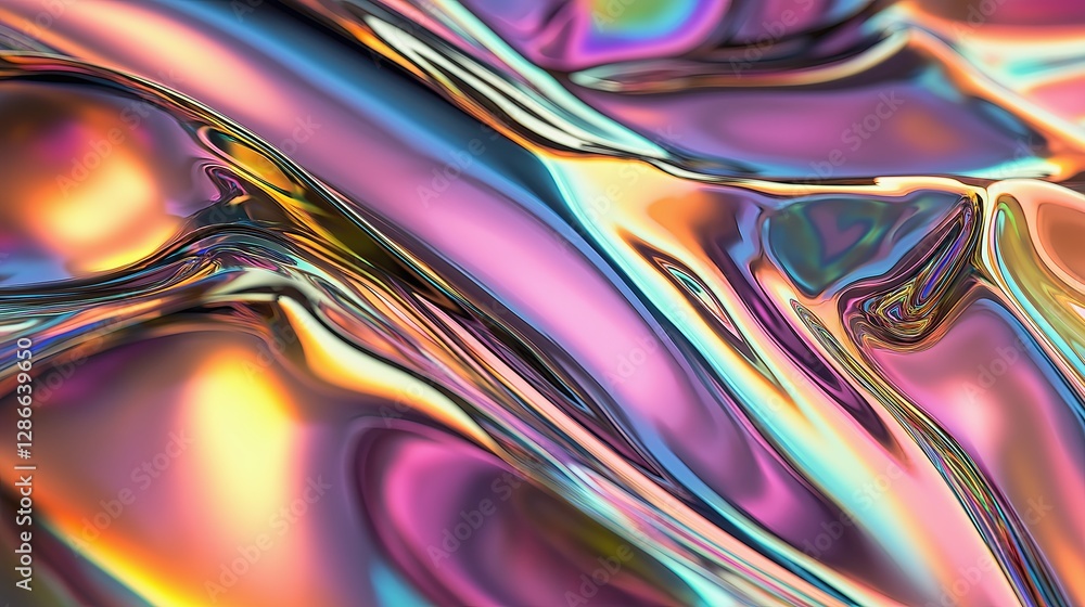 Poster a distorted glass texture reflecting a rainbow spectrum