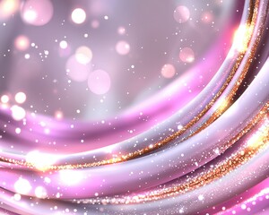 Abstract Pink and Gold Swirling Design with Sparkling Lights Elegant Background for Invitation or Website
