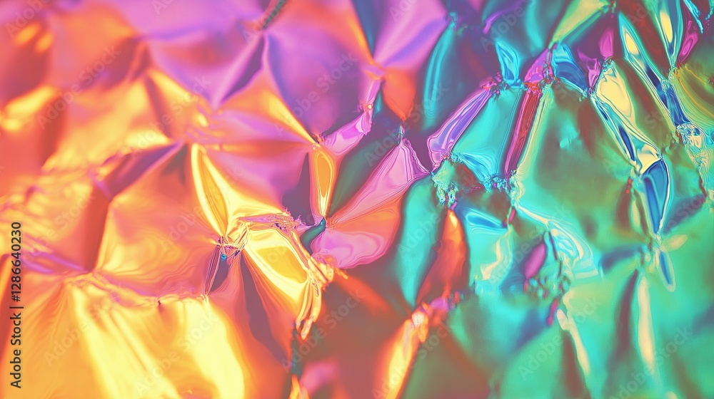 Poster a distorted glass texture reflecting a rainbow spectrum