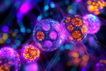 A futuristic digital illustration of a decentralized blockchain node