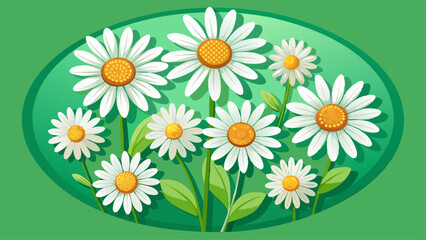 Obraz premium Camomile icon set. White daisy chamomile. Cute round flower plant collection. Growing concept. Love card symbol. Flat design. Green background. 