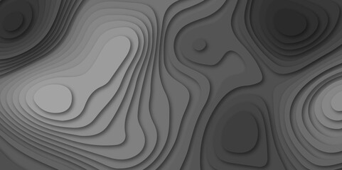 Abstract Grey paper cut background with line. 3d topography relief. Vector topographic illustration. realistic papercut decoration textured with wavy layer and shadow. seamless pattern wave design.