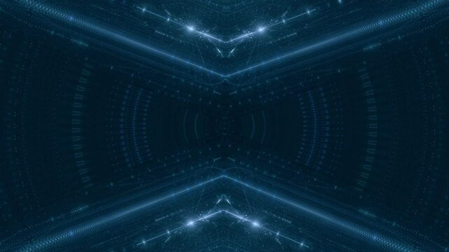 leuchtende Lichtpunkte bewegen sich langsam Richtung Zentrum, digitaler Datentransfer, Algorithmus, Internet, Energie, Datenfluss, Geschwindigkeit, Wandel, Austausch, braun, orange