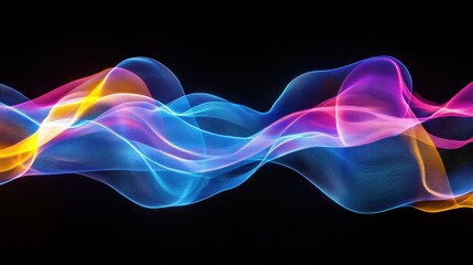 A neon-infused abstract wave composition with a luminous, dynamic gradient, exuding a high-tech, creative aesthetic.