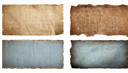 collection set old parchment paper sheet vintage aged or texture isolated on white background