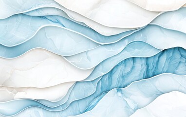 Obraz premium Abstract Blue and White Marble Waves Background Design Modern Paper Cut Style Texture