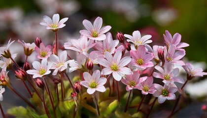saxifraga x urbium a summer flowering plant with a pink white summertime flower commonly known as london pride stock photo image