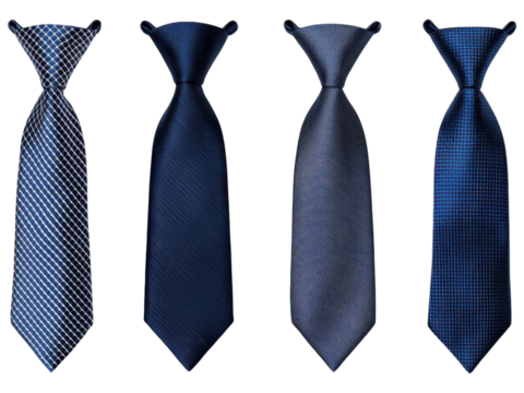 Collection of stylish blue ties on a white isolated background, perfect for formal and business attire. - Powered by Adobe