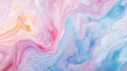 Obraz premium A fluid marble texture in pastel rainbow hues