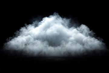 Fototapeta premium White cloud of smoke or fog isolated on black background.