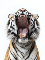 Naklejka premium Wild asian bengal tiger isolated on a white background , animal.