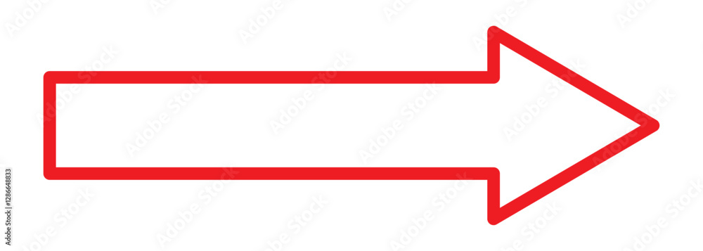 Poster long red arrow icon vector pointing right. arrow shape element. bold arrow icon. large size red long