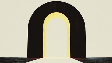 Fototapeta premium Abstract Archway Gleaming Yellow Light. AI Generated