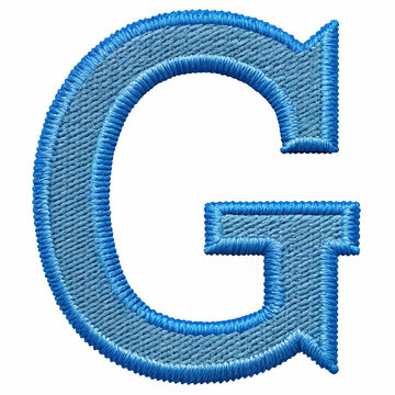 A beautifully crafted blue embroidery design of the letter