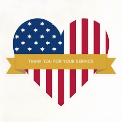 Patriotic Thank You for Your Service Heart Graphic Design Card
