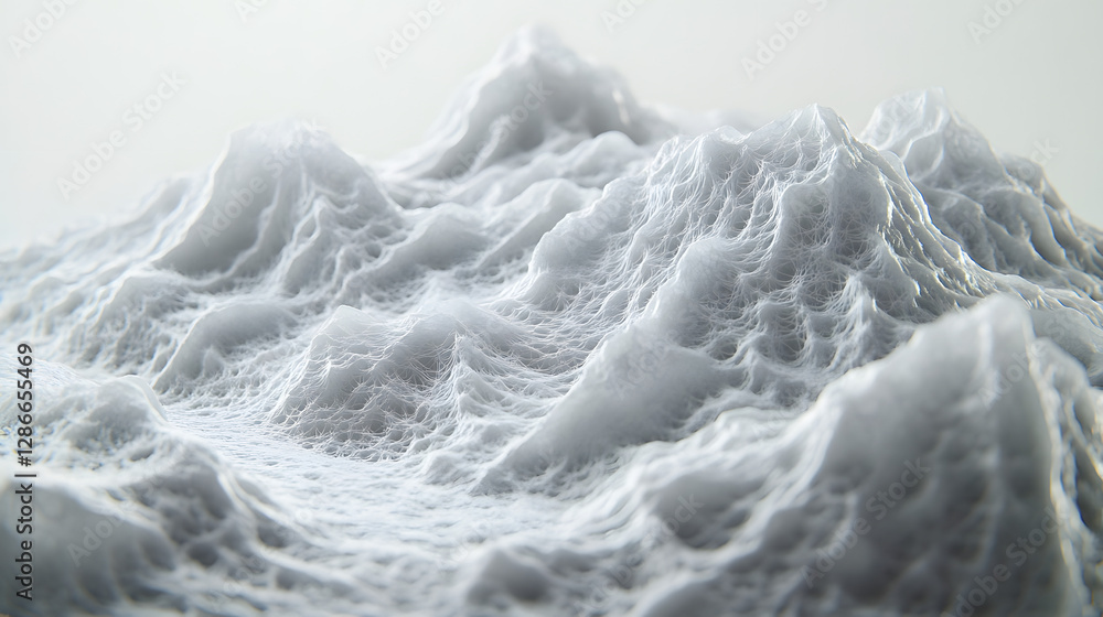 Poster close up view of a mountain peak against a white background with visible texture and detail