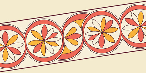 Create a retro geometric floral pattern with 1960s-style symmetry and bright tones. © Designer Pac 2