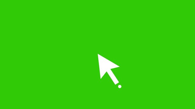 Mouse cursor pointer arrow clicking icon animation on green screen background