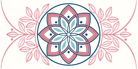 Illustrate a symmetrical mandala floral pattern with layered petals and soft gradients.