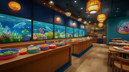 Ocean themed buffet restaurant