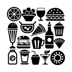 Food and drinks set 150 icons for menu, infographics, design elements