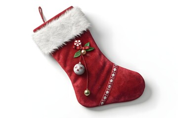 Festive Red Christmas Stocking with Ornament Decorations