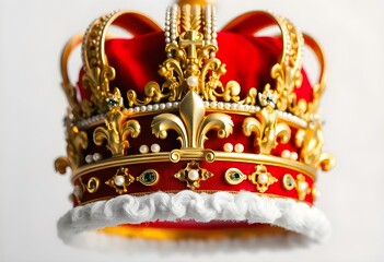 Fototapeta premium Luxurious Red and Gold Royal Crown, Detailed Close-up