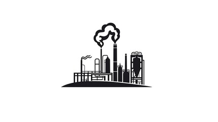 Industrial Complex Silhouette: Vector Illustration of a Manufacturing Plant AI Generated