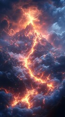 Fiery volcanic eruption with molten lava high resolution hd Photo