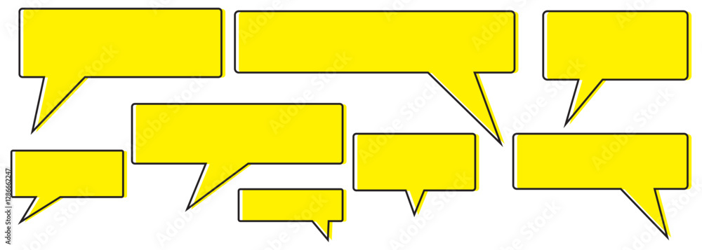 Poster message comments chat box. collection of speech bubbles. set of yellow speech bubble collection .set