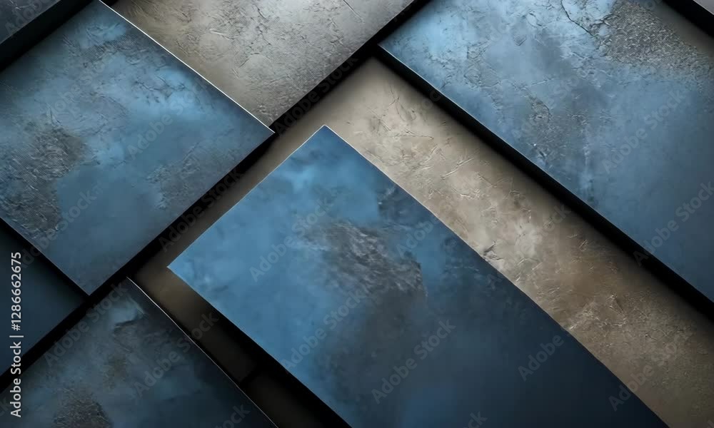 Poster abstract background with geometric shapes and metallic texture visual effect