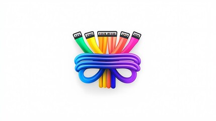 Rainbow Cables Tied in a Knot: A Colorful 3D Render AI Generated