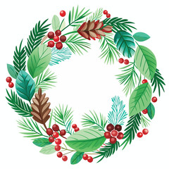 christmas wreath vector illustration