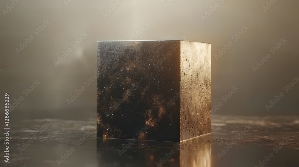 Wall mural abstract cube reflecting stars and light in a mystical atmospheric space environment