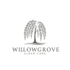 Minimalist Logo of Willow Tree with Elder Care Text Design © isuru