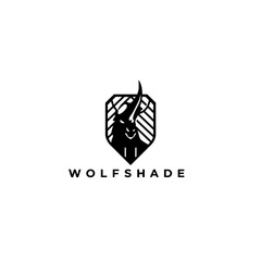 Modern Minimalist Logo Design Featuring a Wolf and Protective Shield Shape