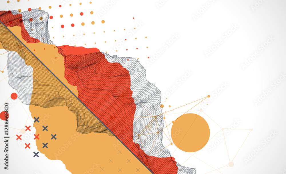Poster trendy abstract wireframe background. modern science or technology art elements. surface illustratio