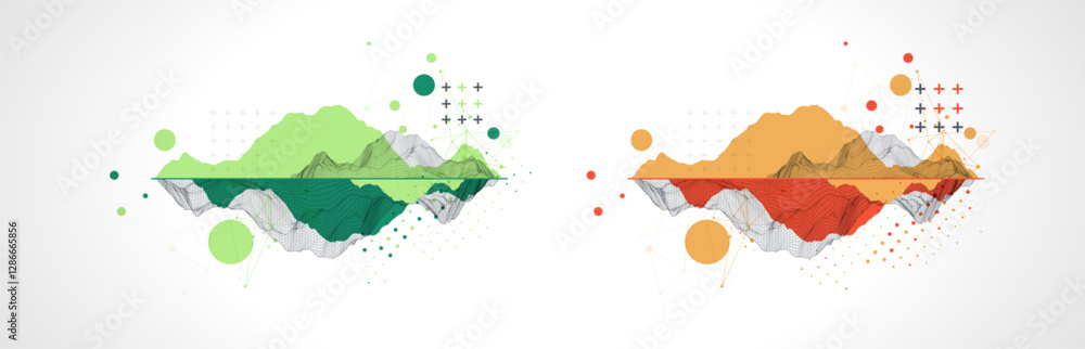 Poster trendy abstract wireframe background. modern science or technology art elements. surface illustratio