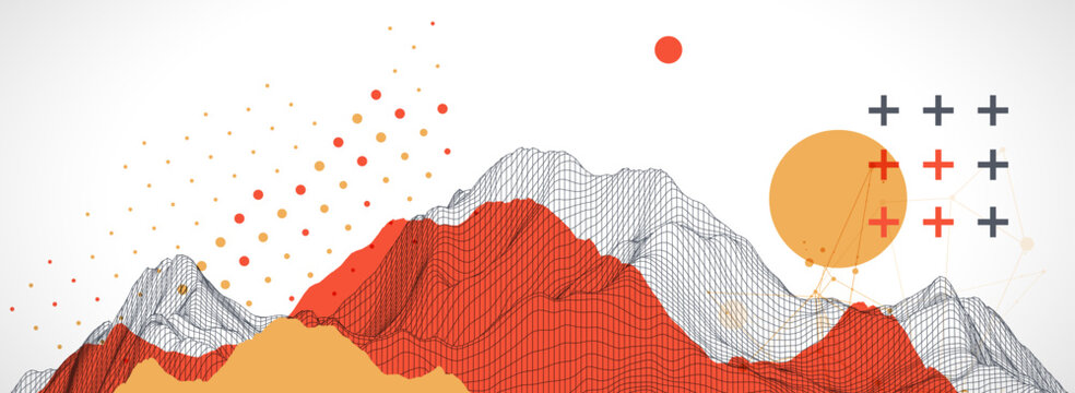 Trendy abstract wireframe background. Modern science or technology art elements. Surface illustration.