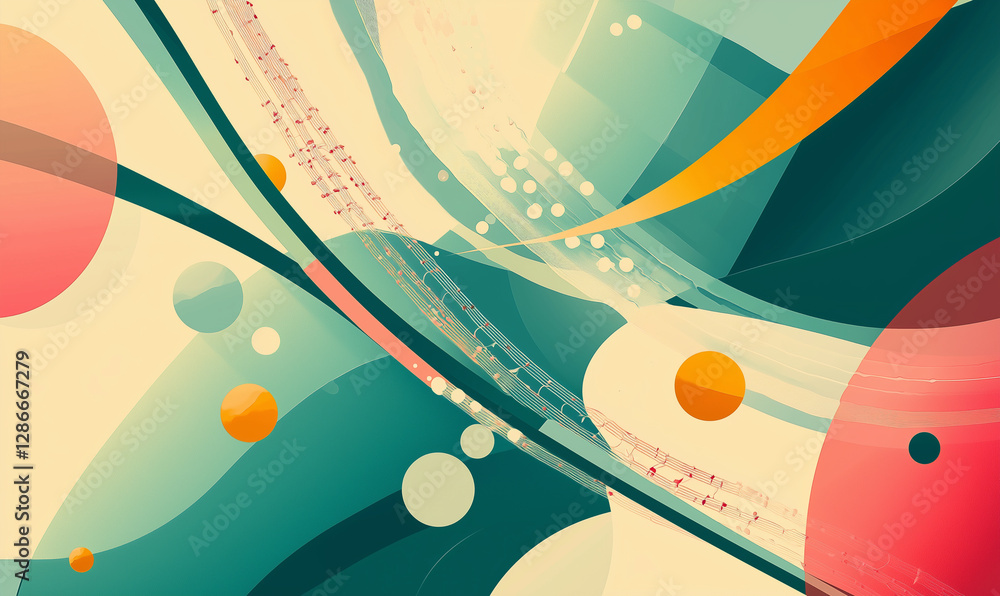 Aufkleber abstract artwork featuring vibrant colors and dynamic shapes, creating a sense of movement and depth