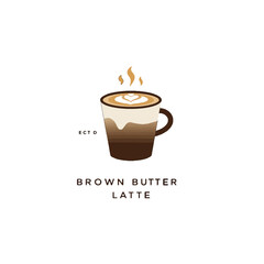 Illustration of a Brown Butter Latte with Steaming Latte Art