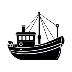 Fishing Trawler Silhouette for Print and Web