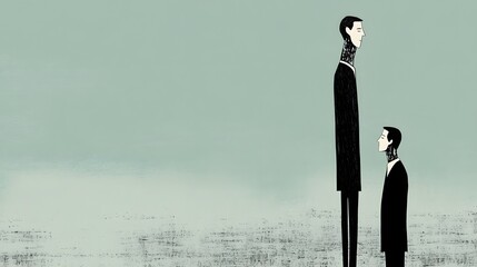 Two Silhouetted Figures Engaged in a Silent Conversation on a Tranquil Shoreline